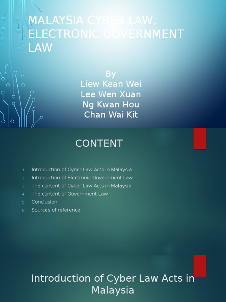An Overview of Malaysia's Cyber Laws and Electronic Government Act