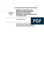 NZ Parliament's register of pecuniary and other specified interests summary 2016