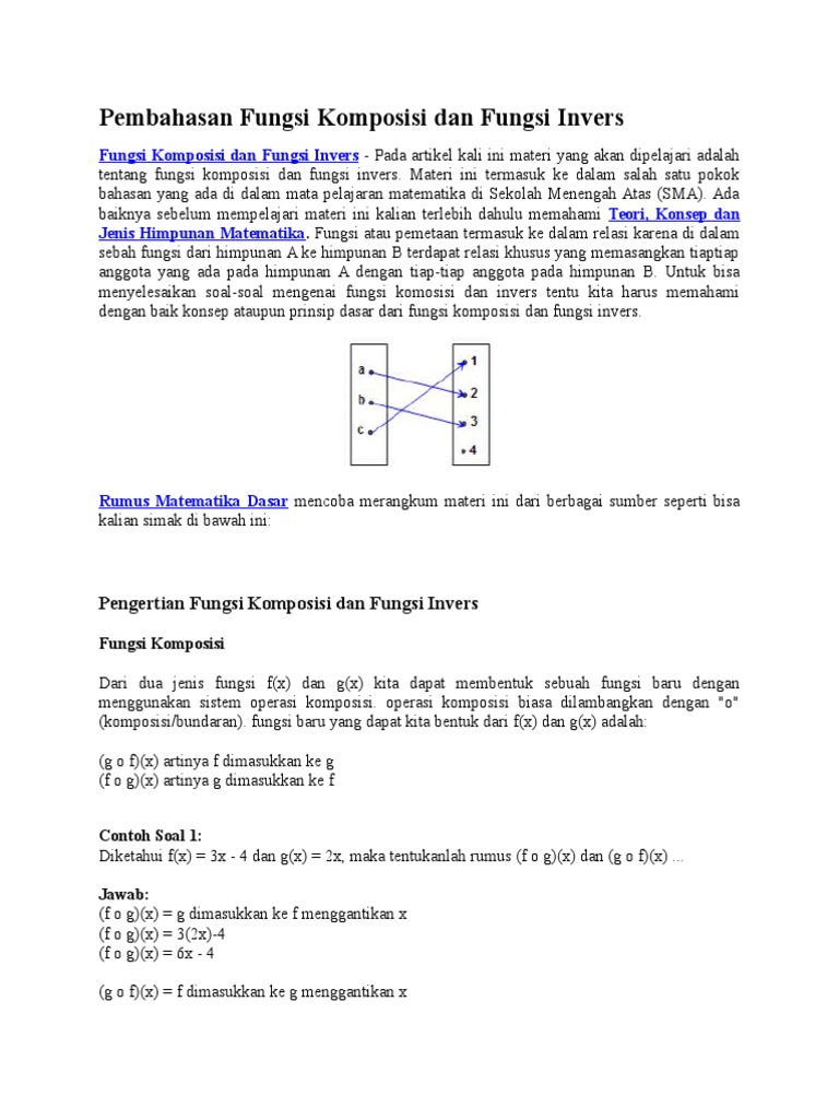 Pembahasan Fungsi Komposisi Dan Fungsi Invers