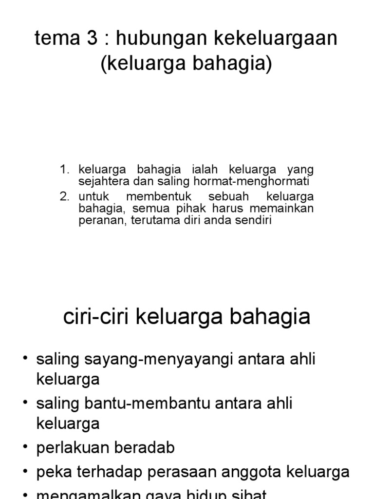 Tema 3 Hubungan Kekeluargaan Keluarga Bahagia Pdf
