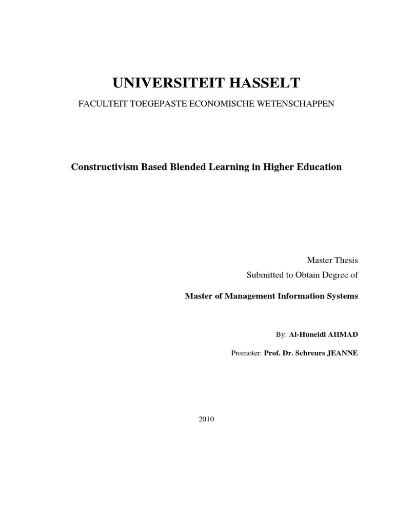 Constructivism Based Blended Learning In Higher Education Pdf