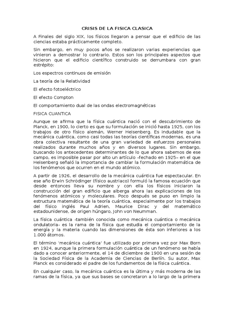 Crisis de La Fisica Clasica