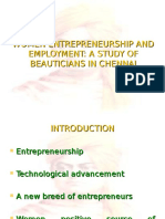 Women Entrepreneurship and Employment: A Study of Beauticians in Chennai