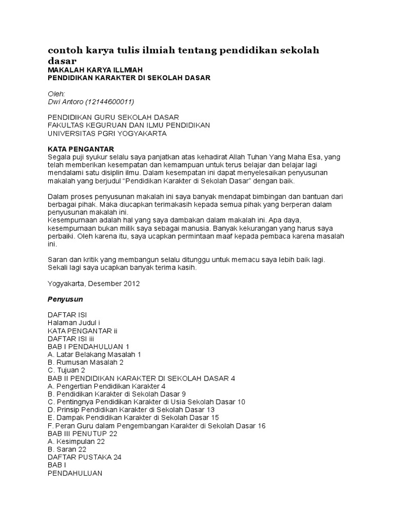 Karya Tulis Ilmiah Pendidikan Sekolah Dasar