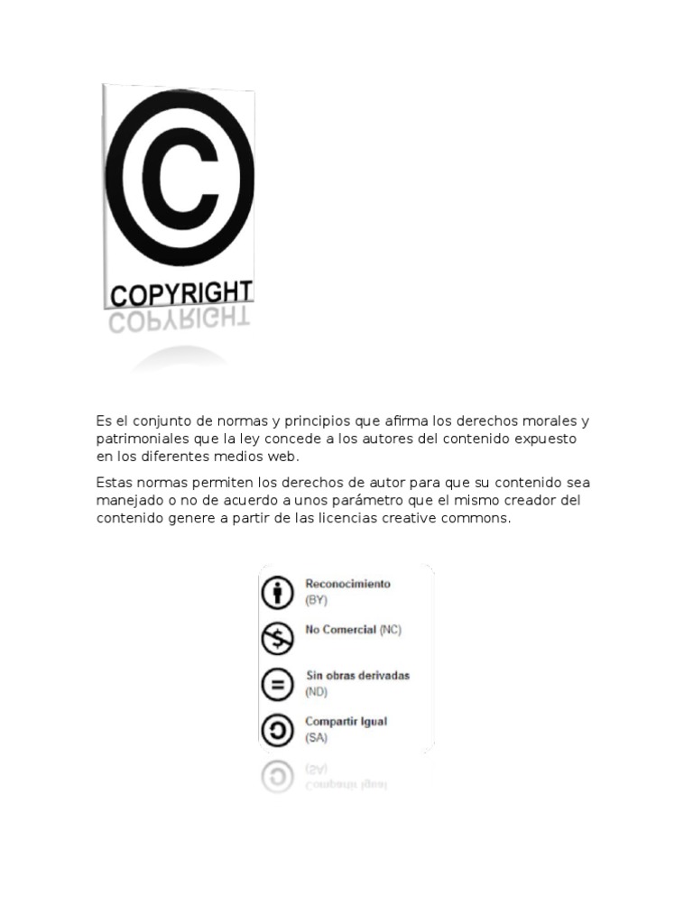 Derechos de Autor y Licencias Creative Commons | PDF