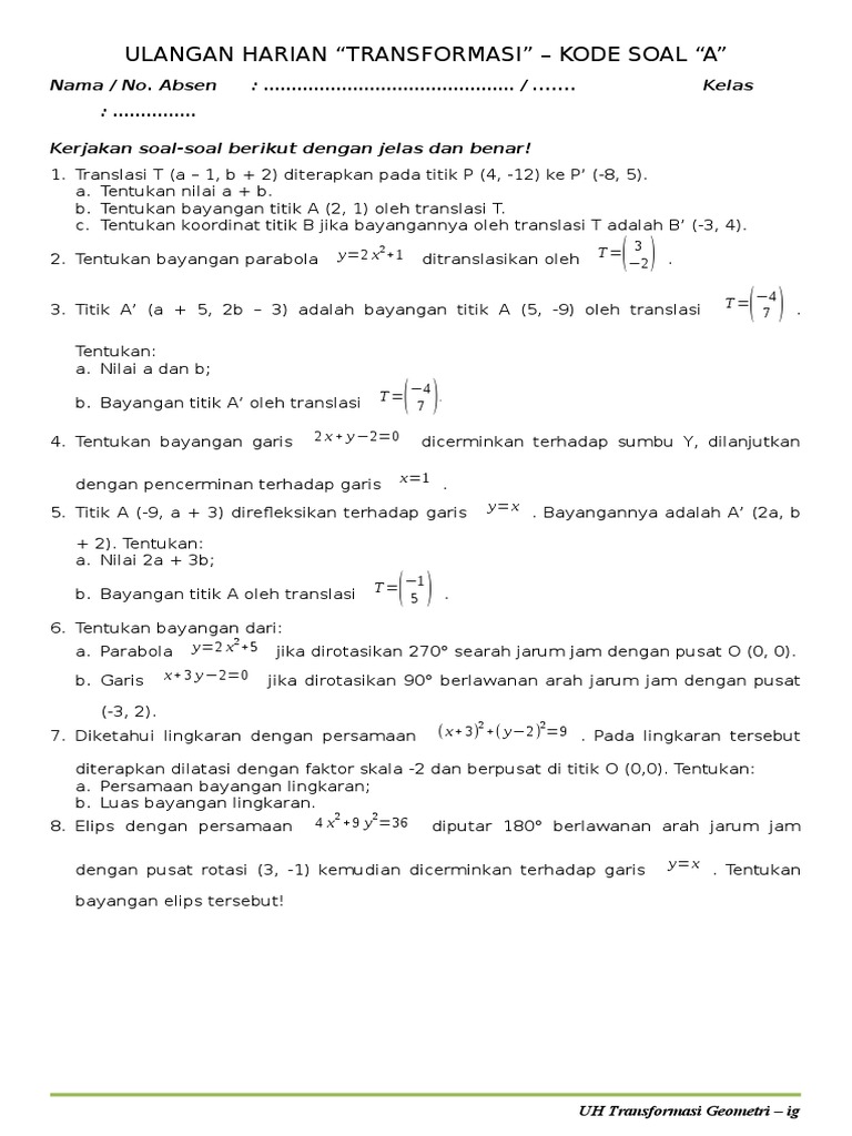 Contoh Soal Transformasi | PDF