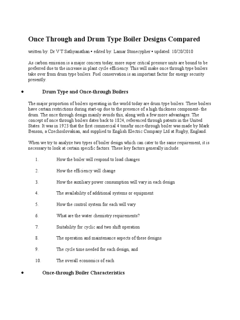 Once-Through vs. Drum Type Boilers | PDF | Boiler | Water