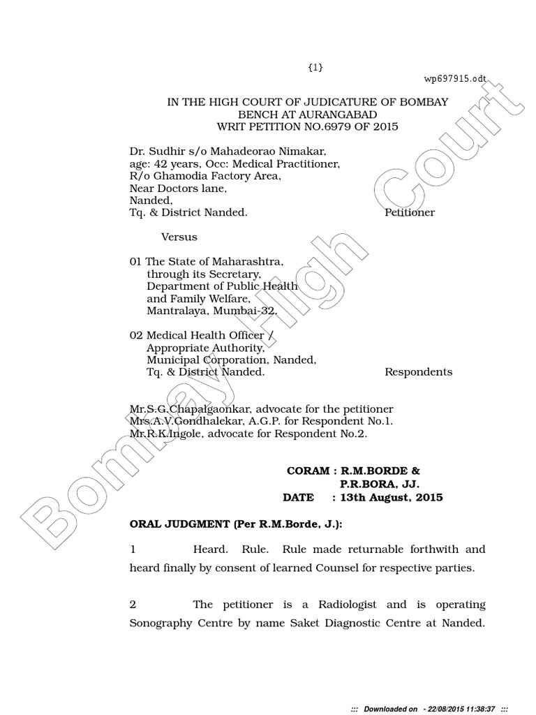Aurangabad High Court Order WP 6979 If 2015 PDF Constitutional Law