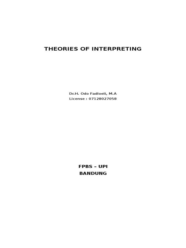 Theories of Interpreting Course Syllabus | PDF | Language ...