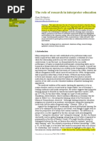 The Role of Research in Interpreter Education