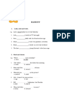 Verb Tenses and Past Activities Handout