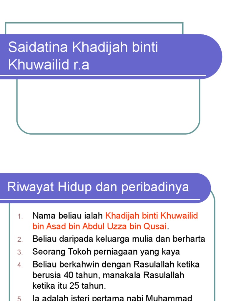 Riwayat Hidup Saidatina Khadijah