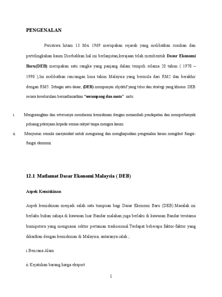Dasar Ekonomi Baru 1972 Pdf