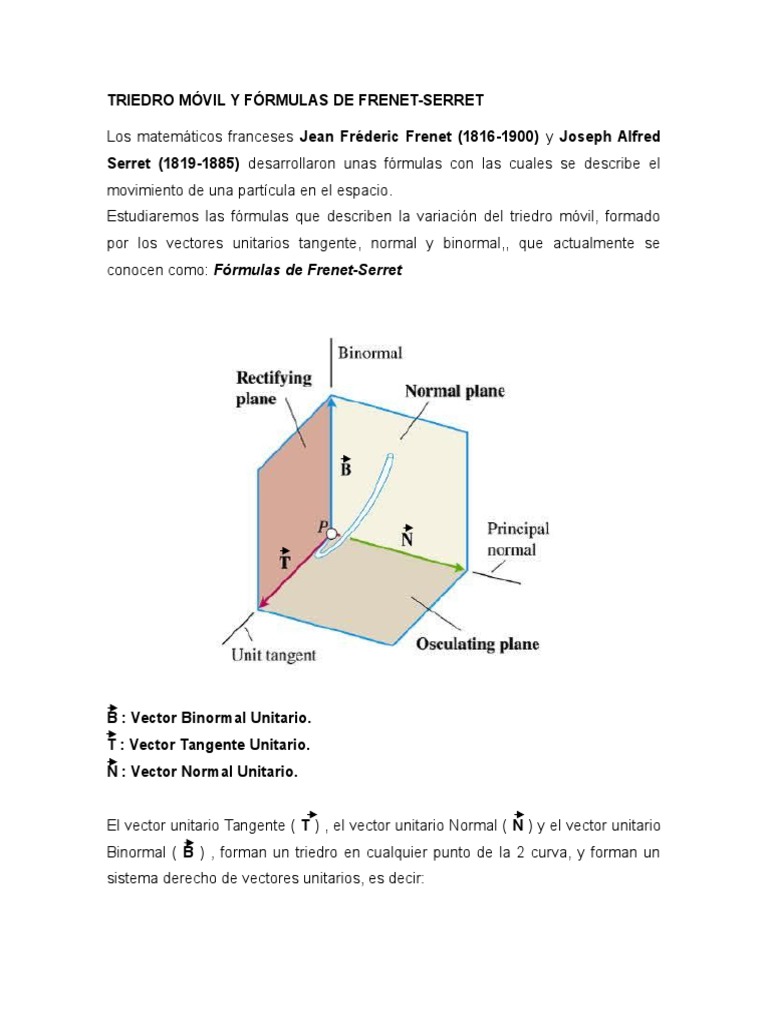Fórmulas de Frenet-Serret y Triedro | PDF | Vector Euclidiano | Física ...