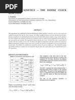 Chemical Kinetics - The Iodine Clock Reaction: L. Woods