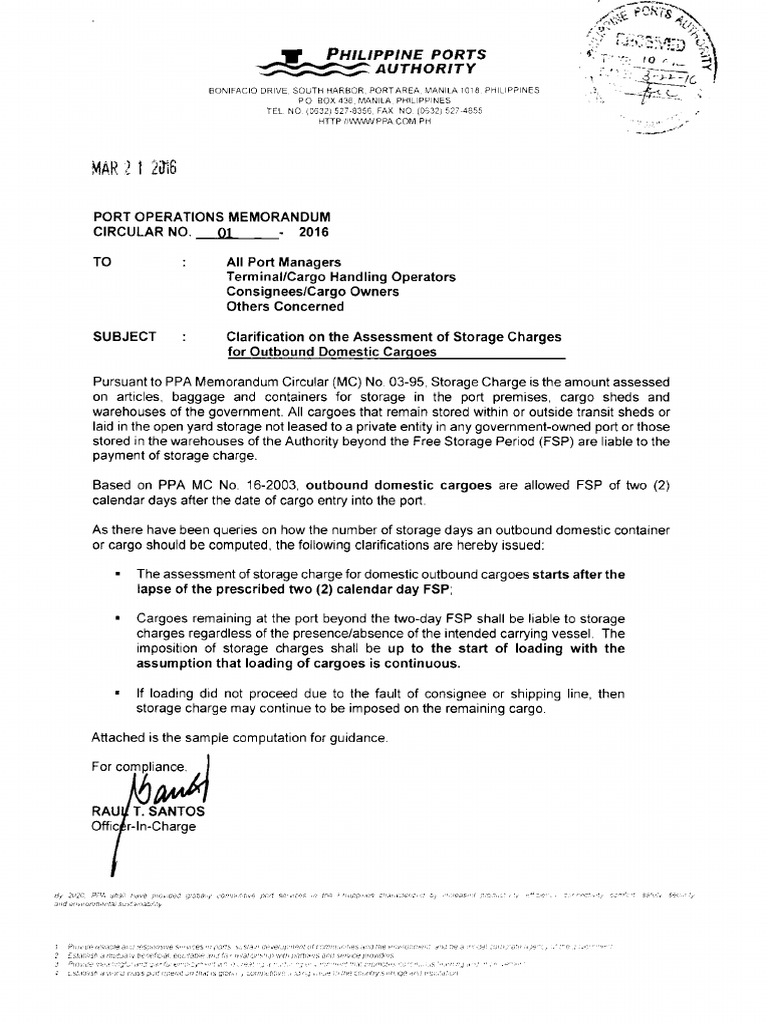 Philippine Ports Authority OMC No. 0012016 PDF