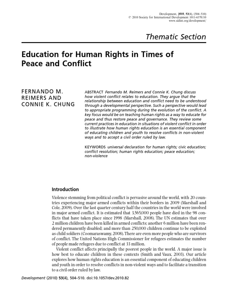human rights and peace education essay