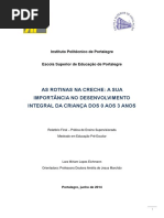 Versão Final as Rotinas Na Creche - A Sua Importância No Desenvolvimento Integral Da Criança Dos 0 Aos 3 Anos
