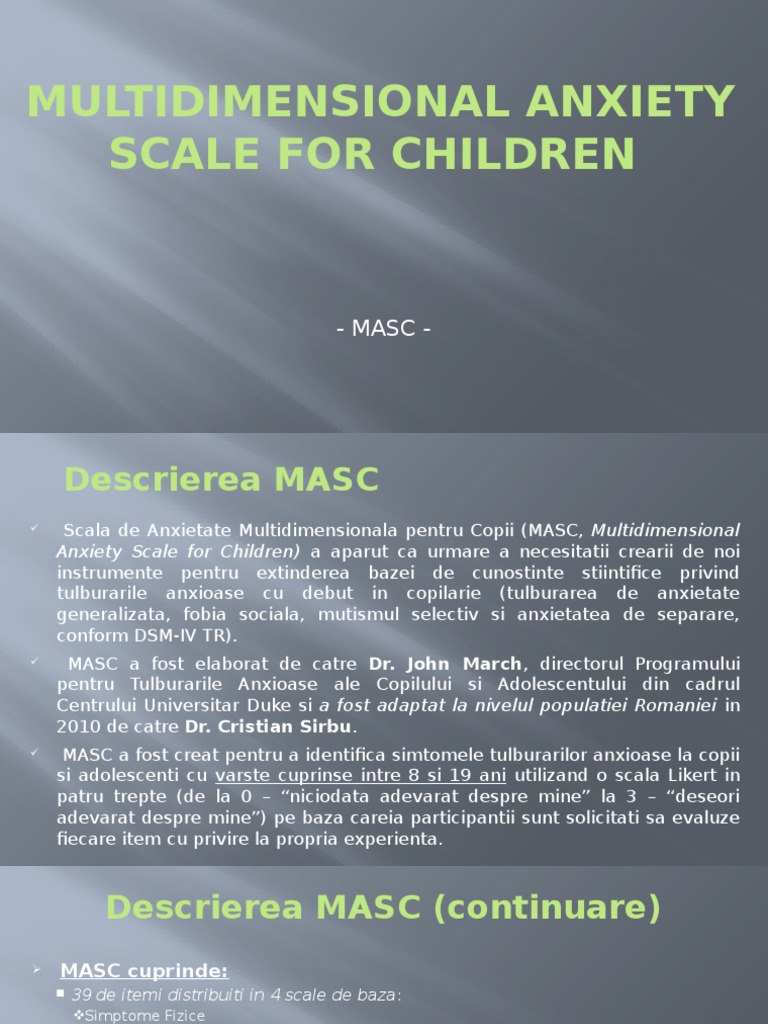 Multidimensional Anxiety Scale For Children | PDF