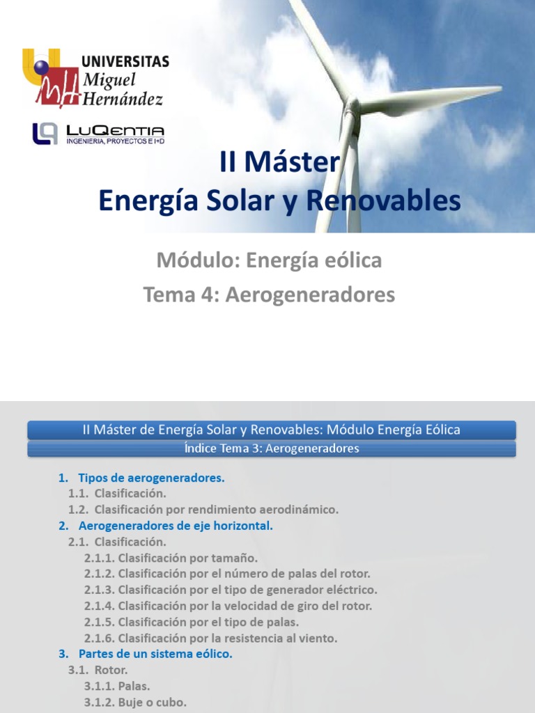 Tipos de Aerogeneradores Eólicos | PDF | Turbina eólica | Energía eólica