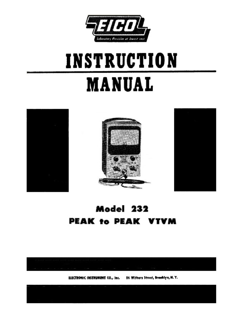 Service Bulletin 232 Construction Man EICO 232 249 VTVM  Instruction Manual 