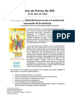 Boletín 020 Secretaría de Salud Del Cauca Se Une a La Semana de Vacunación de Las Américas