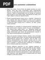 Dicas Para Aumentar a Autoestima