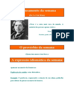 O Pensamento, Provérbio e Expressão Idiomática Da Semana - de 3 A 9 de Maio