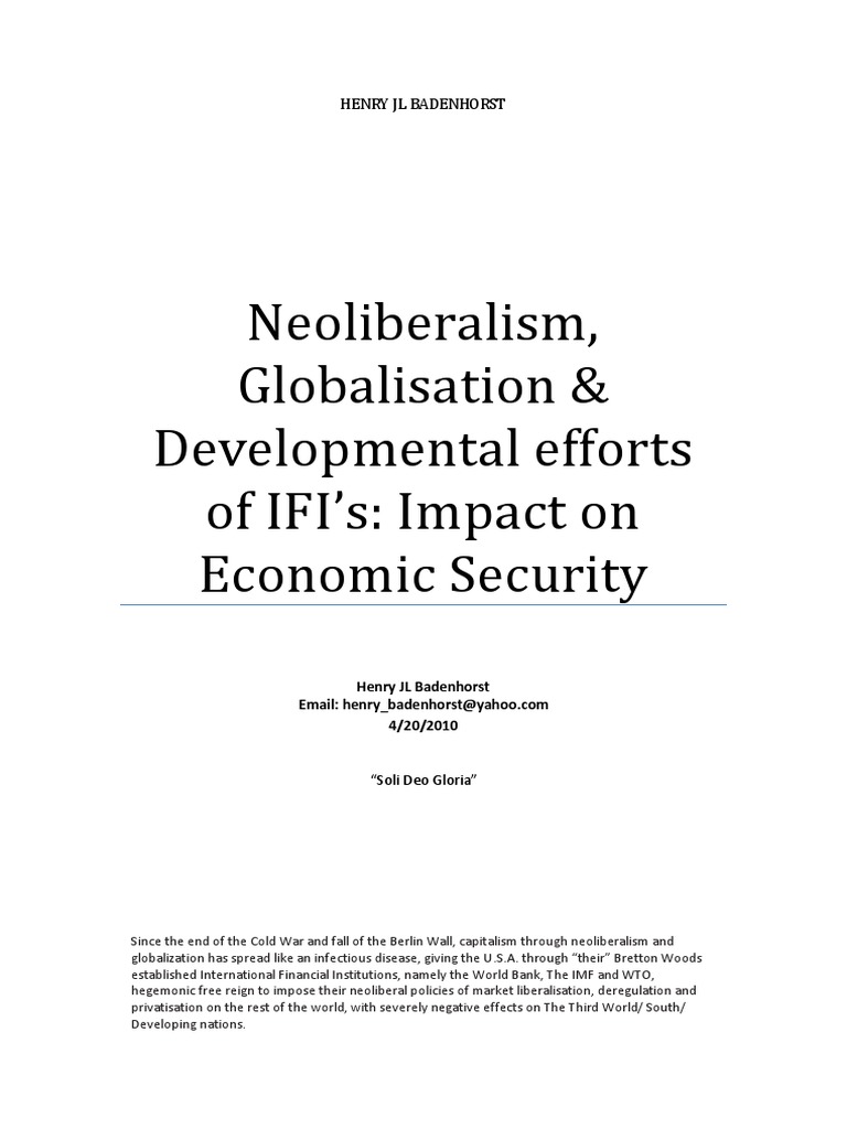 Globalisation And The Ifis Globalization Neoliberalism - 