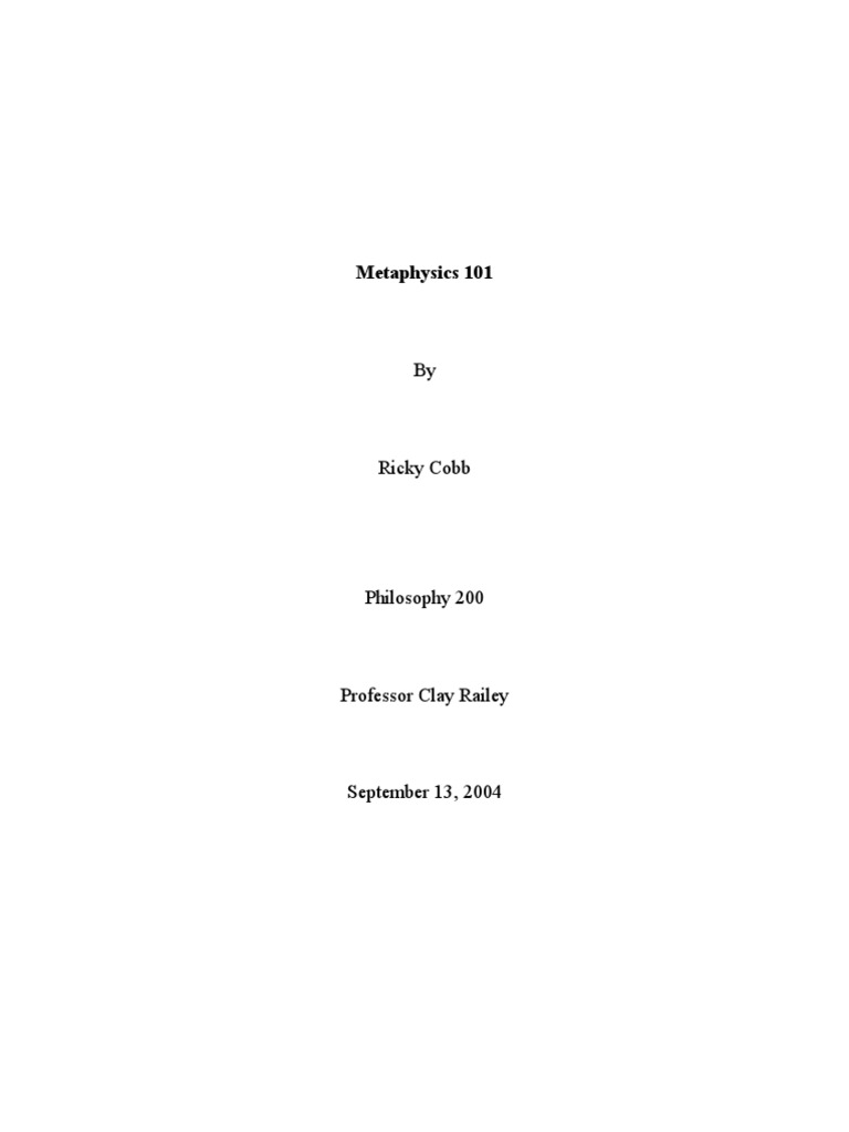 Metaphysics 101 | PDF | Time | Metaphysics