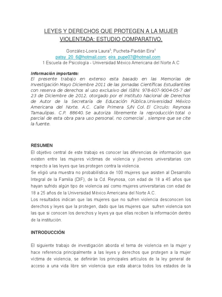 Leyes que protegen a la mujer en México | PDF | La violencia contra las ...