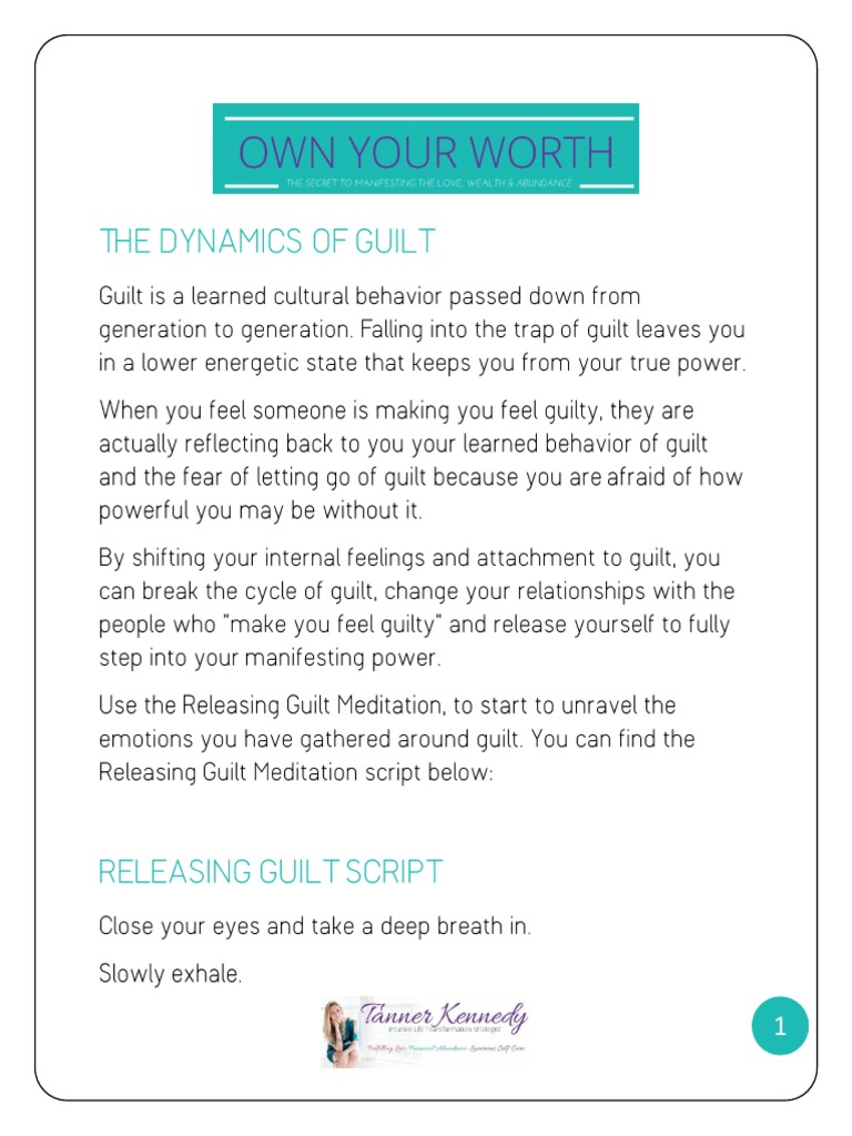 releasing guilt worksheet