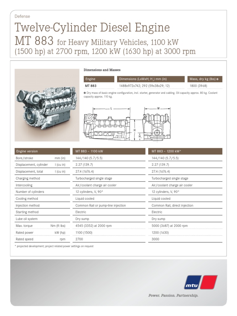 MTU 883 Diesel Engine Specifications | PDF | Business | Technology ...