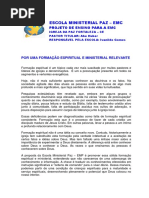 Projeto de Ensino Escola Ministerial Paz - 2012