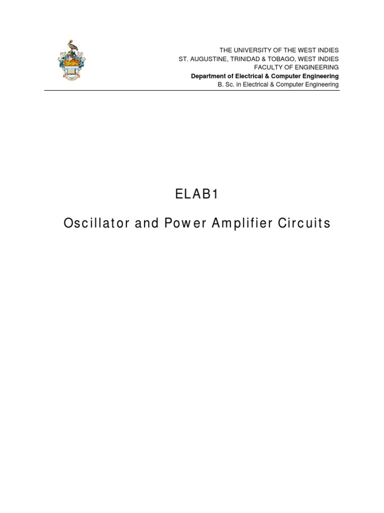 Oscillator and Power Amplifier Lab Guide | PDF | Amplifier | Electronic ...