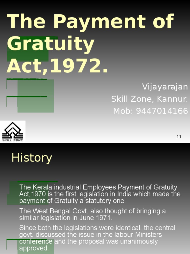 The Payment of Gratuity Act,1972 Wage Gratuity