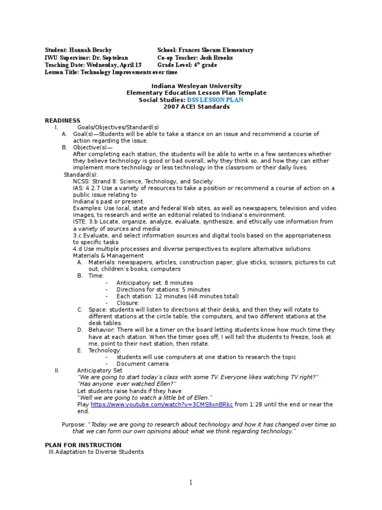 Technology's Impact on Society: Grade 4 Lesson | PDF | Lesson Plan ...