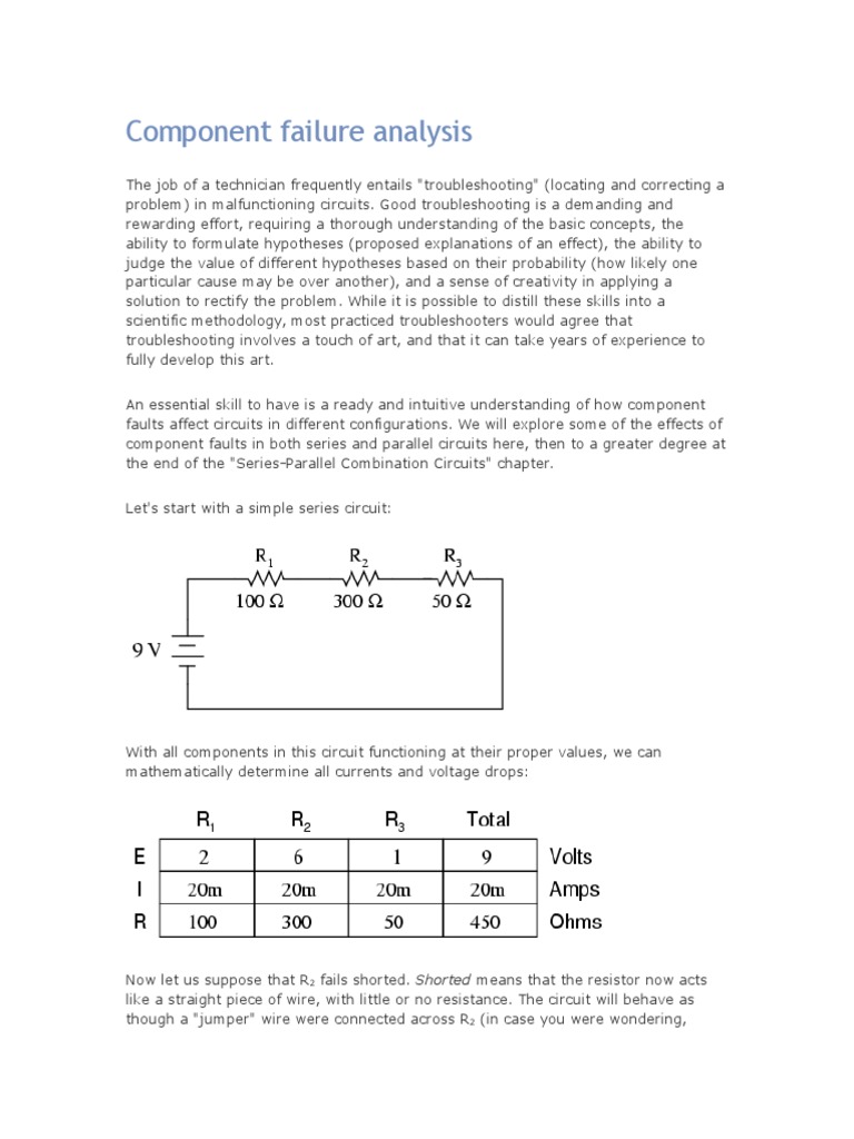 Component Failure Analysis PDF Series And Parallel Circuits