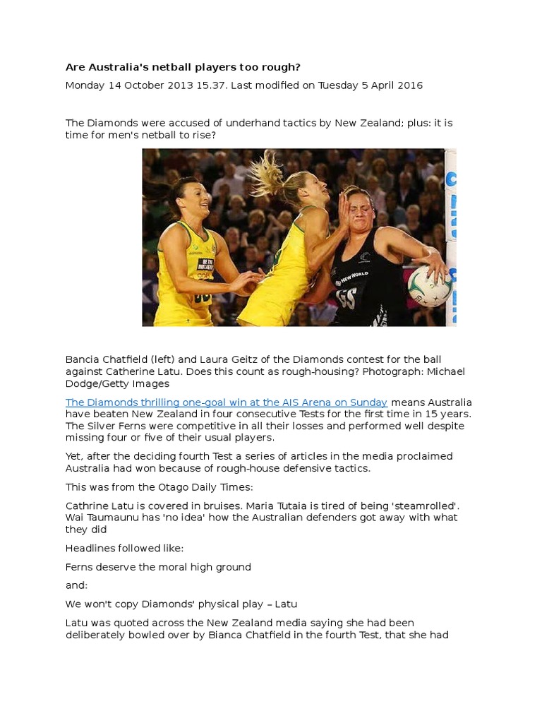 Netball Feature Article | PDF | Sports | Team Sports