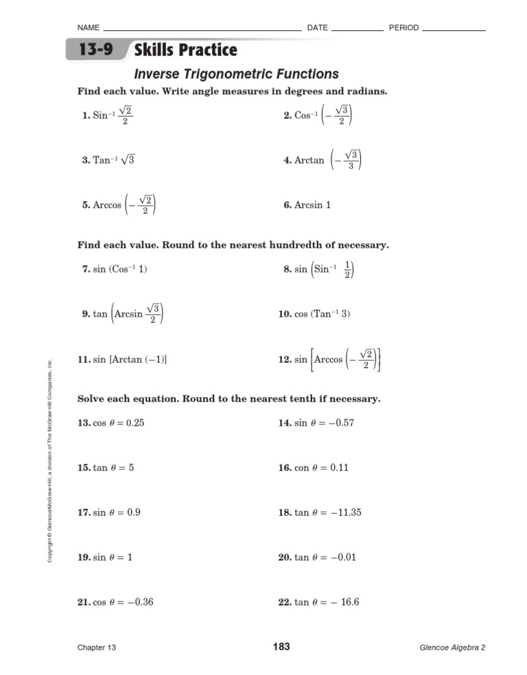Alg2hwp 183 | PDF | Sine | Trigonometric Functions