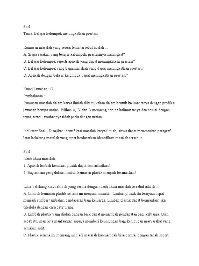 Soal Karya Ilmiah Sahda