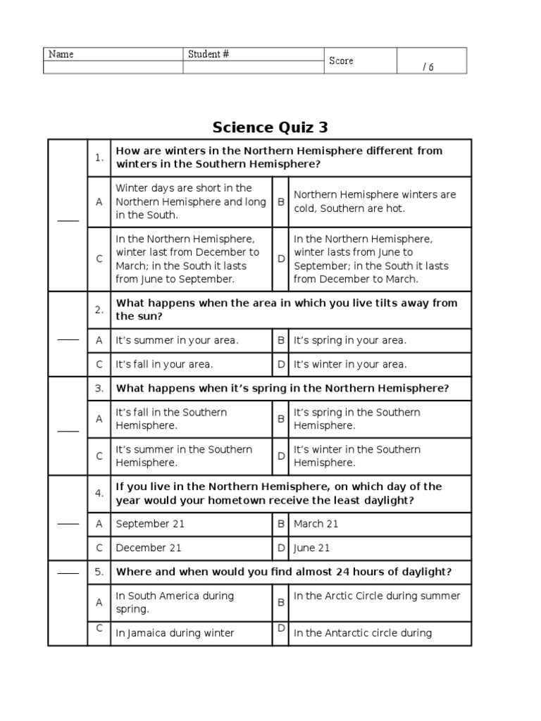 Sciencequiz 3 | PDF