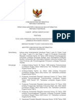 Permen Kominfo RI No. 8 Tahun 2007 tentang Tata Cara Perizinan dan Penyelenggaraan Penyiaran Lembaga Penyiaran Swasta
