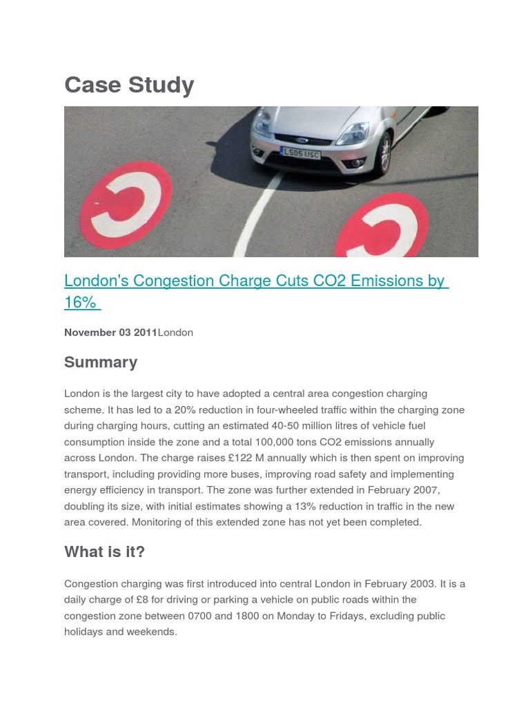 London Congestion Charge Case Study  PDF  Traffic Congestion  Transport