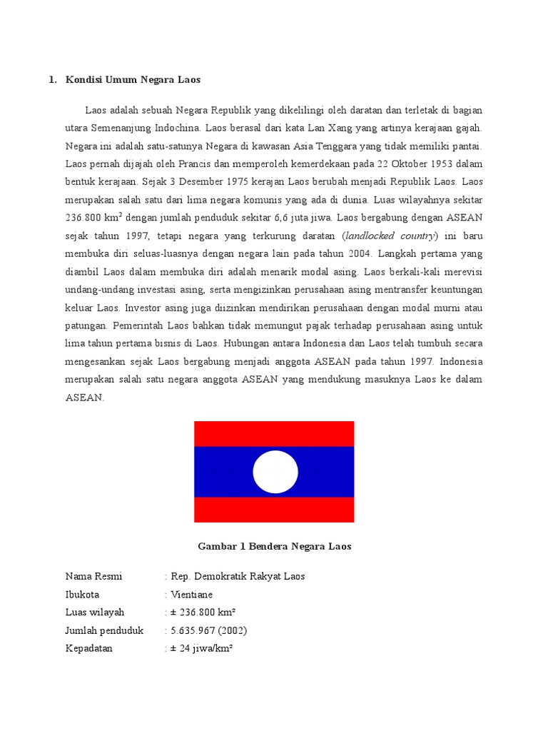 Gambaran Umum Negara Laos