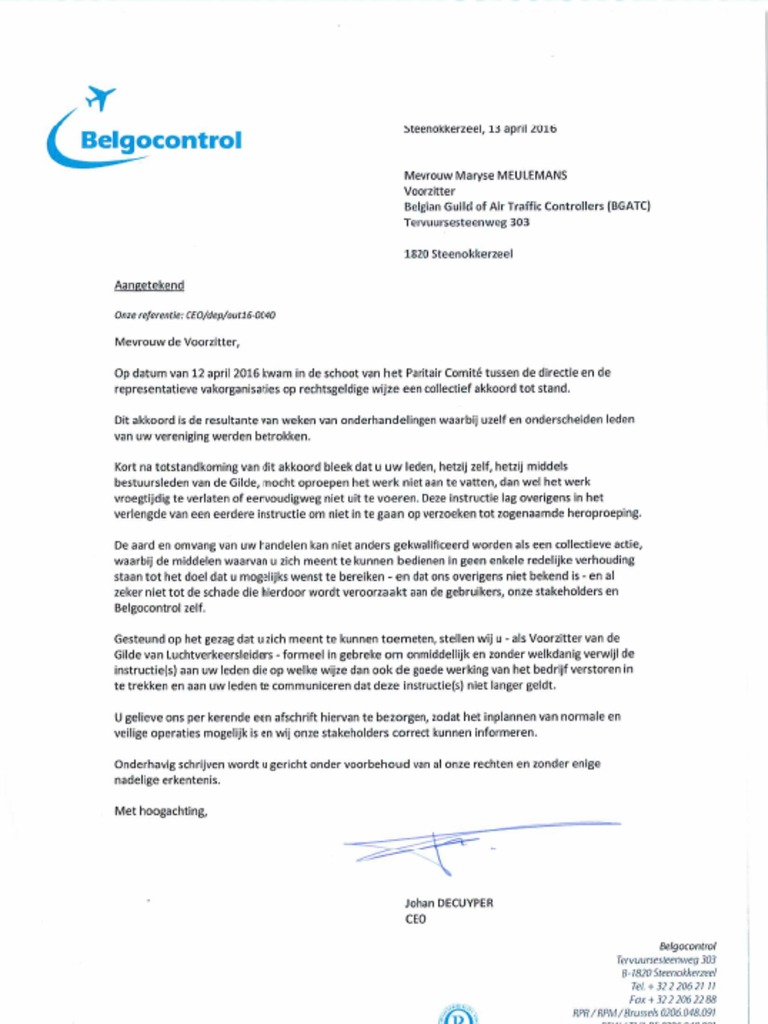 Aangetekend schrijven BGATC
