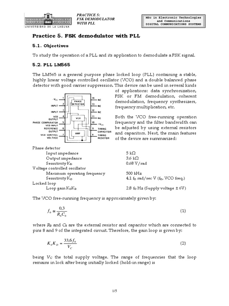 FSK Demodulation Using PLL Techniques | PDF | Detector (Radio) | Modulation