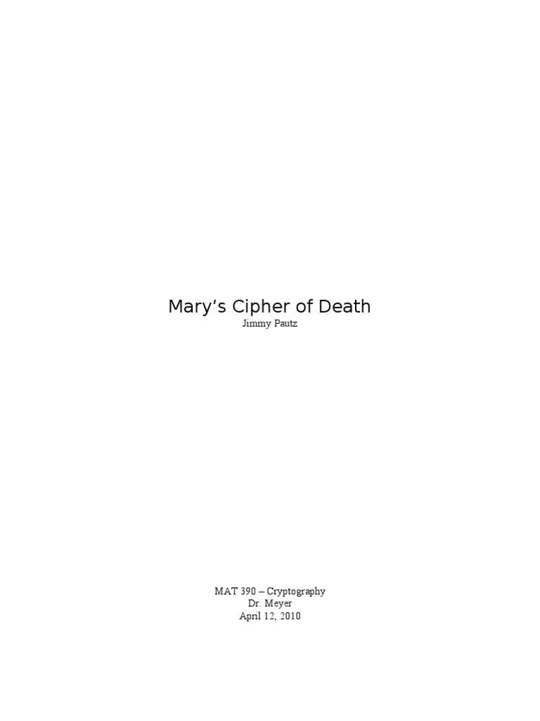 Mary's Cipher of Death | PDF | Cryptography | Mary, Queen Of Scots