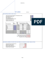 Flare Calculation Sheet for Total Gas Flow Rate, Stack Dimensions, and Gas Components