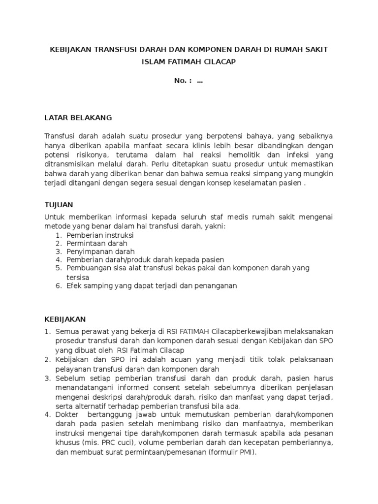 Get Sop Transfusi Darah Rumah Sakit Pictures